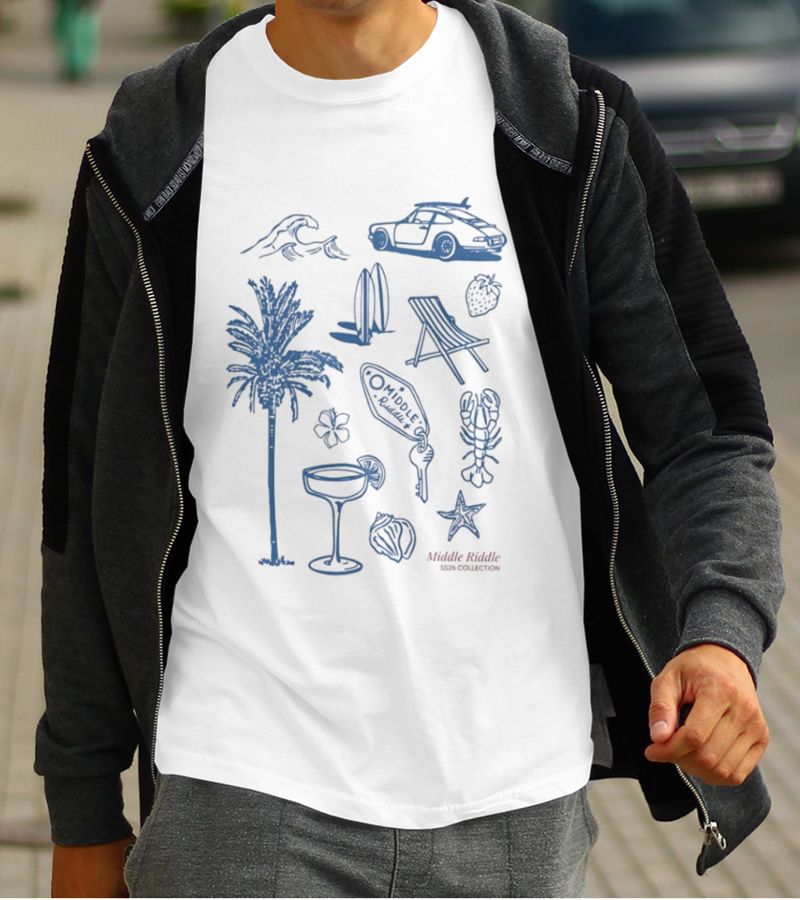 The Coastal Sheer 2026 Summer Collection Palm Waves Surfing Suntanning Chilling Ocean Daze Adventure T-Shirt
