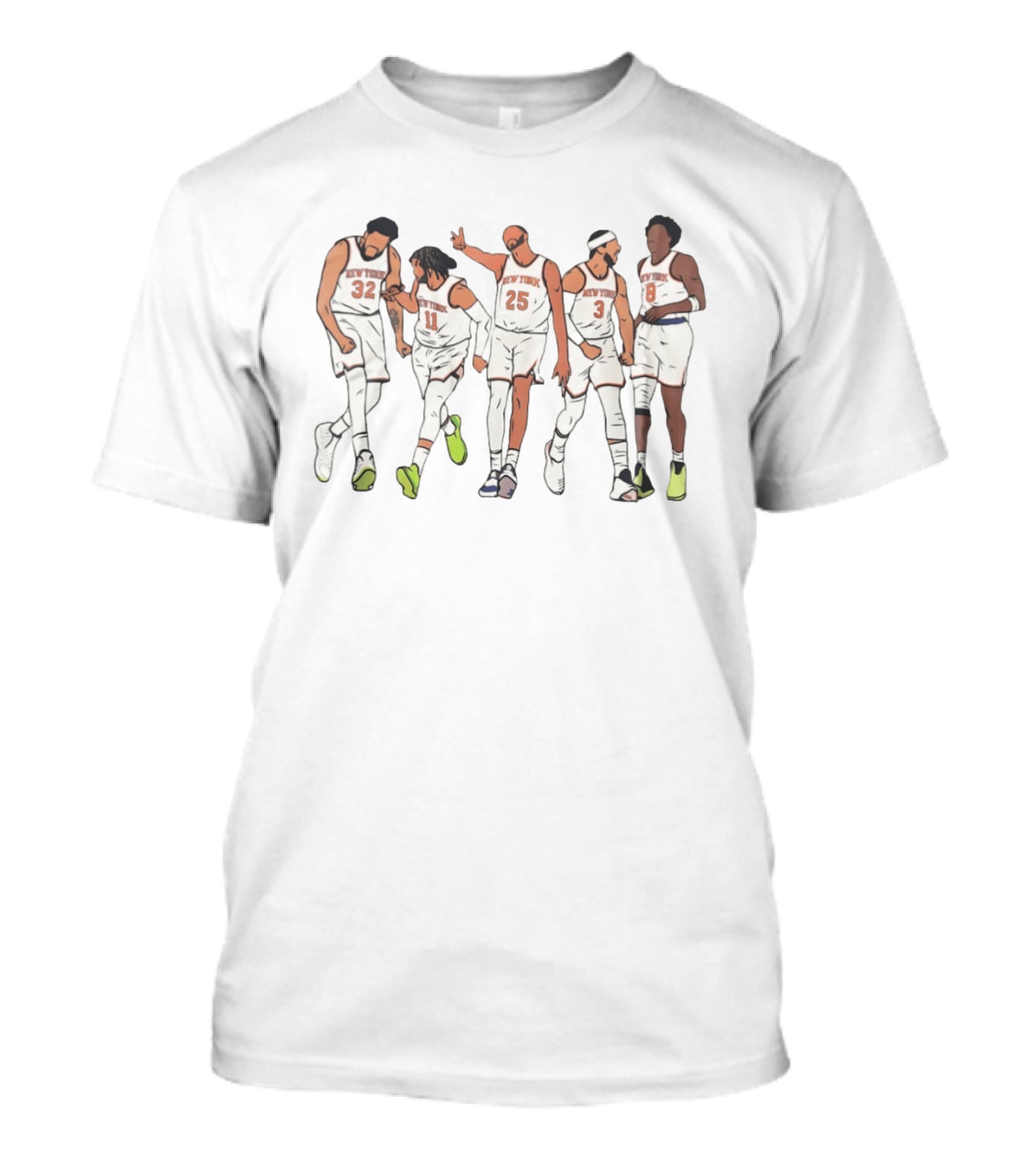 New York Knicks Big Five Players Basketball NBA Cartoon 2026 Team Jersey Fan T-Shirt