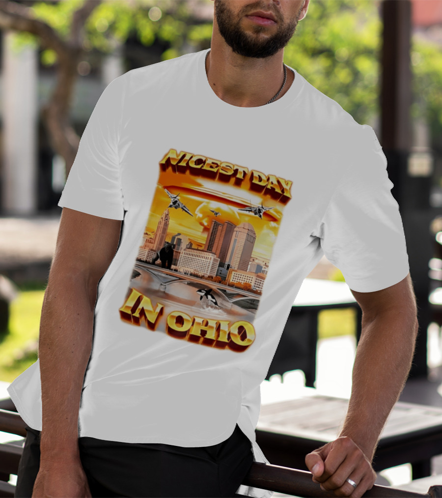 Nicest Day In Ohio Cityscape With Jets And Wildlife T-Shirt