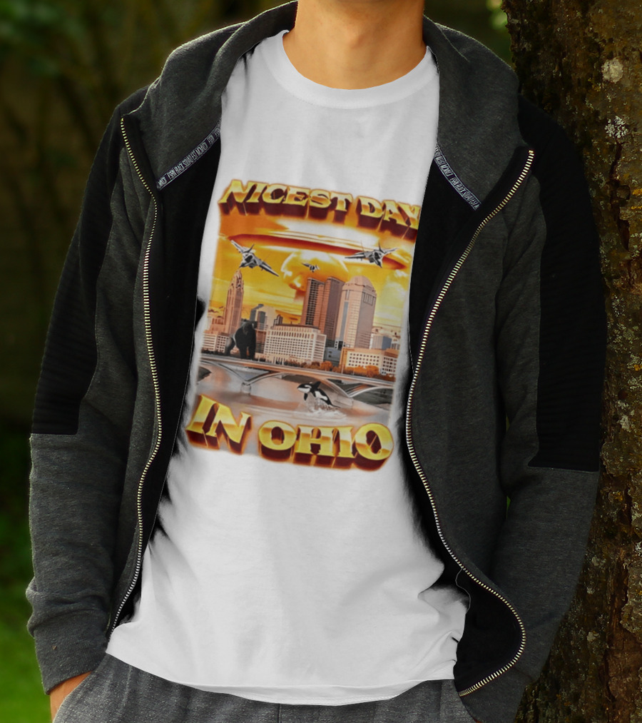 Nicest Day In Ohio Cityscape With Jets And Wildlife T-Shirt
