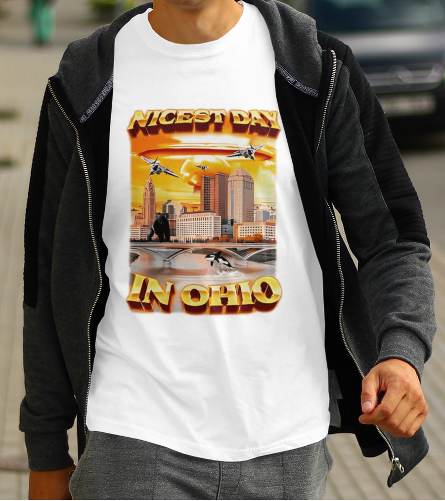 Nicest Day In Ohio Cityscape With Jets And Wildlife T-Shirt