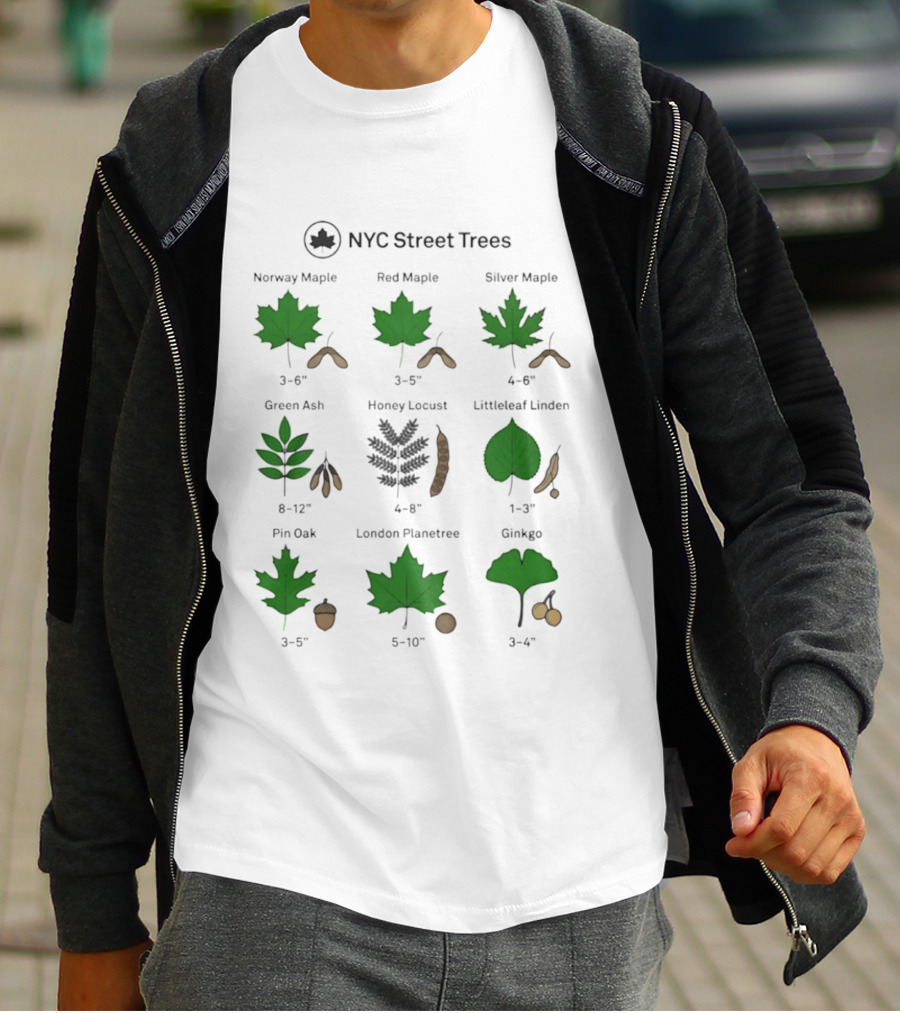 NYC Street Trees Norway Maple Red Maple Silver Maple Green Ash Honey Locust Littleleaf Linden Pin Oak London Planetree Ginkgo Onlyny T-Shirt