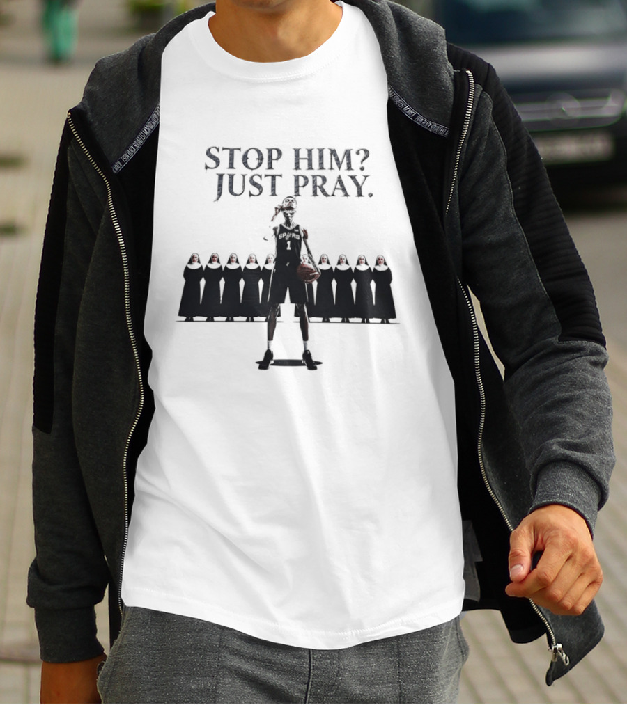 Victor Wembanyama Alien Mask Stop Him Just Pray Nuns T-Shirt