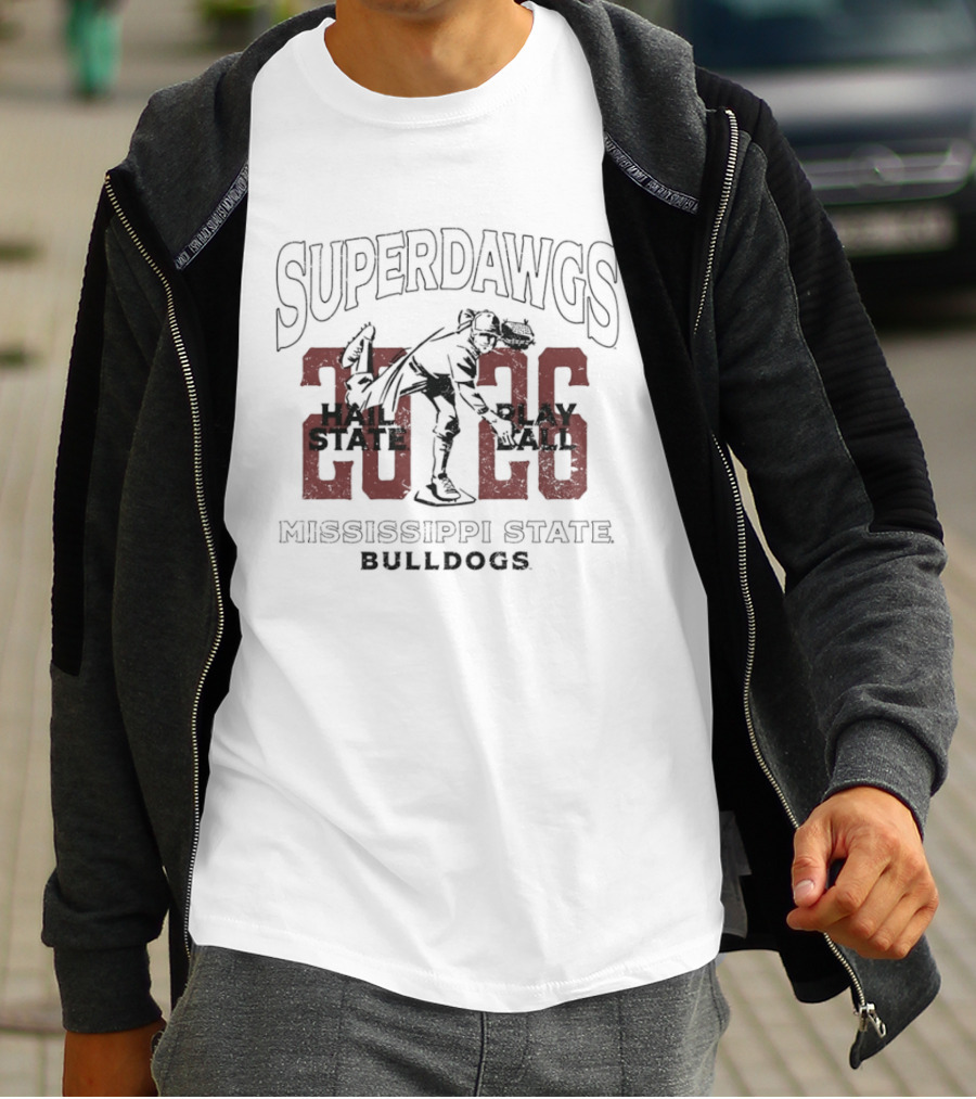 Mississippi State Bulldogs 2026 Superdawgs Hail State Play Ball T-Shirt