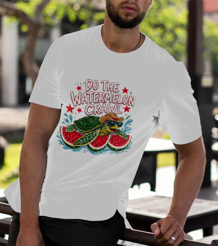 Do The Watermelon Crawl Turtle Cowboy Sunglasses Summer Fun T-Shirt