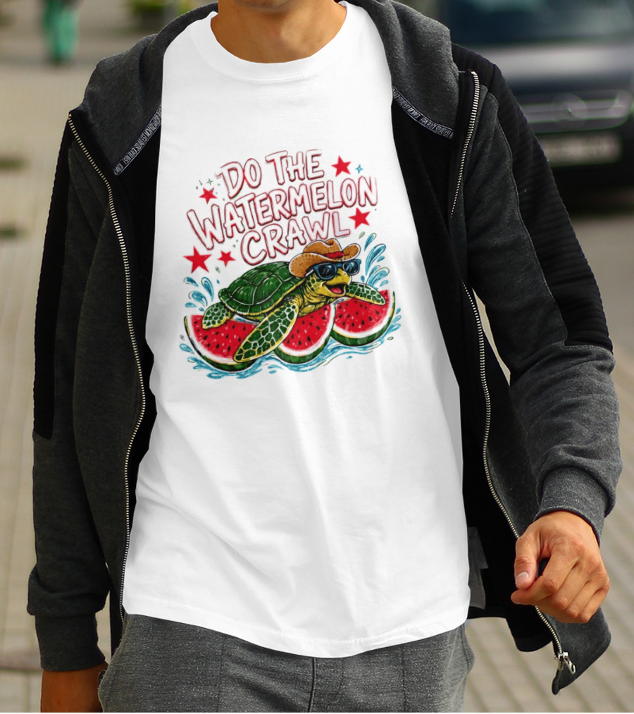 Do The Watermelon Crawl Turtle Cowboy Sunglasses Summer Fun T-Shirt