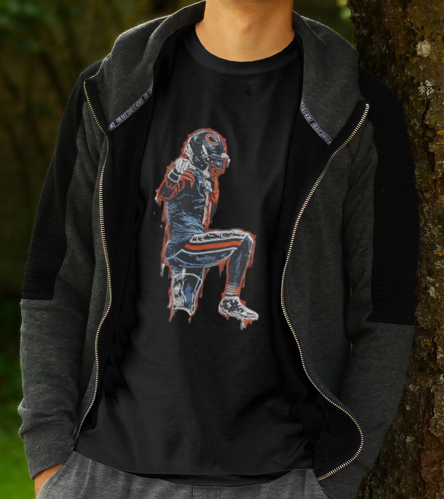 Chicago Bears Kneeling Player Dripping Effect Football Merchandise T-Shirt