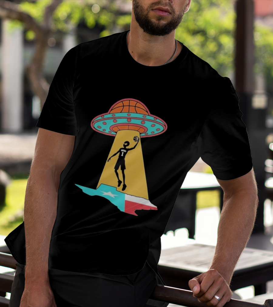 San Antonio Wemby The Alien Spurs Star UFO Basketball Texas T-Shirt
