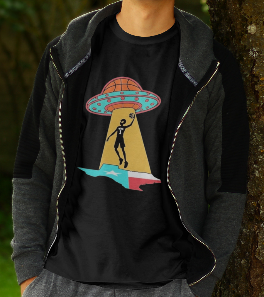 San Antonio Wemby The Alien Spurs Star UFO Basketball Texas T-Shirt