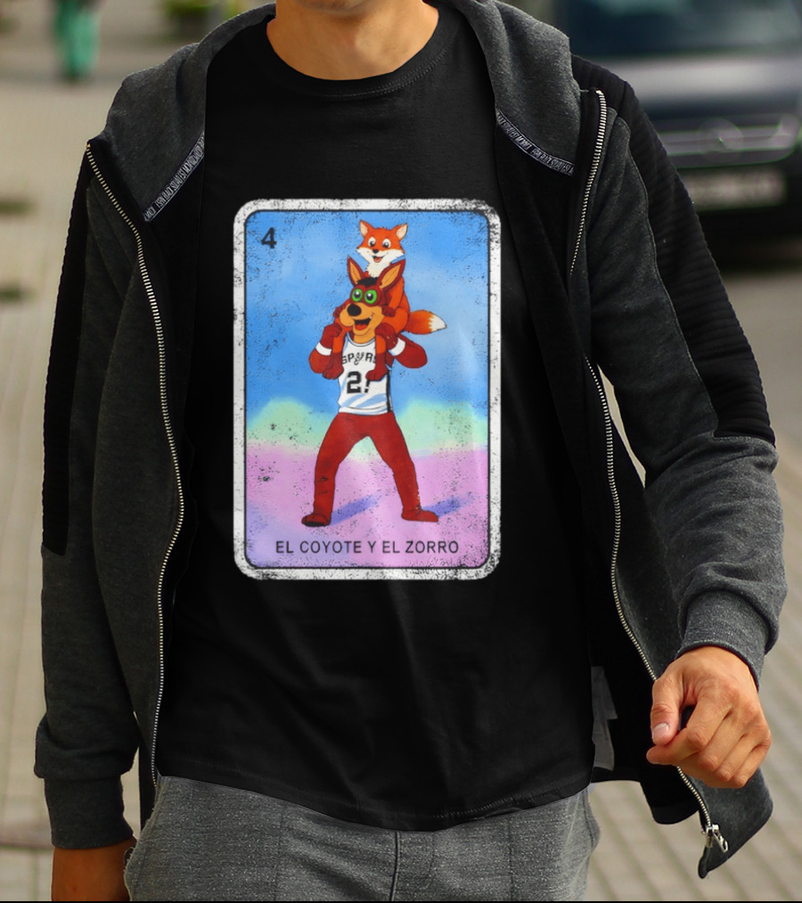 San Antonio Spurs Coyote El Zorro Lotería Card Number 4 T-Shirt