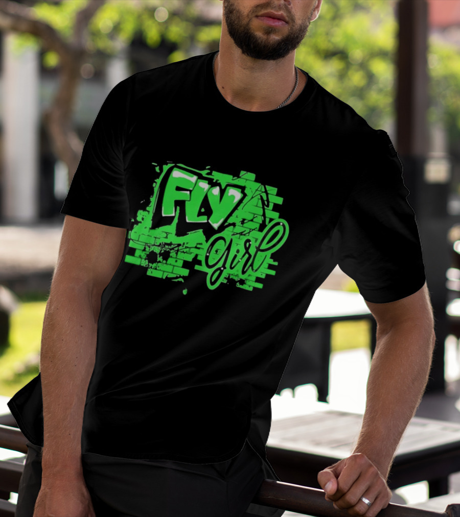 Fly Girl Graffiti Street Brick Wall T-Shirt