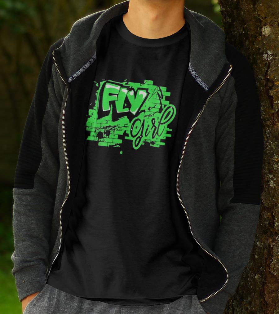 Fly Girl Graffiti Street Brick Wall T-Shirt