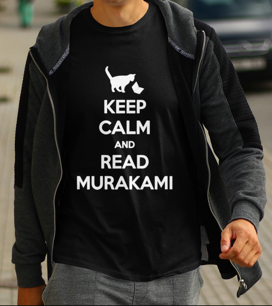 Keep Calm And Read Murakami Cat With Book T-Shirt