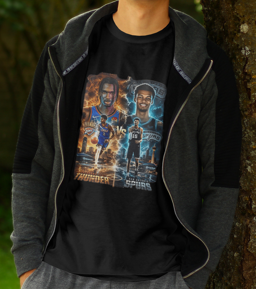 Shai Gilgeous Alexander Oklahoma City Thunder Vs Victor Wembanyama San Antonio Spurs NBA Showdown T-Shirt