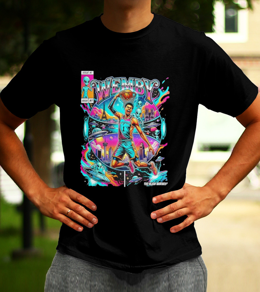 Wemby The Alien Arrives San Antonio Spurs Basketball Issue #1 T-Shirt