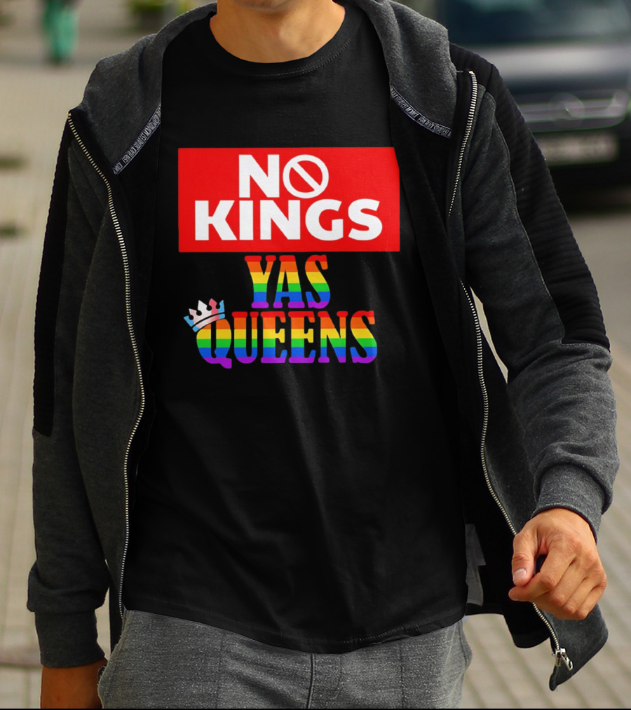 No Kings Yas Queens Rainbow Lettering With Crown T-Shirt