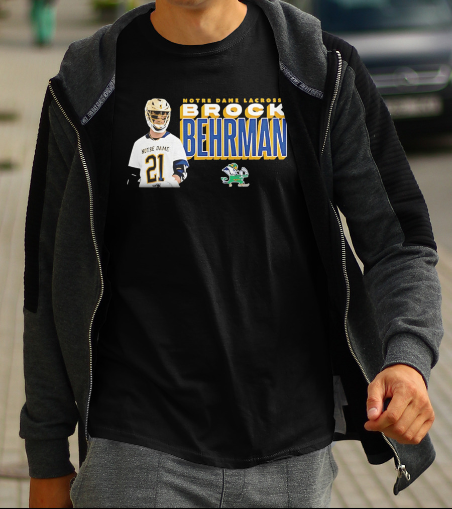 Notre Dame Lacrosse Brock Behrman 21 Fighting Irish T-Shirt
