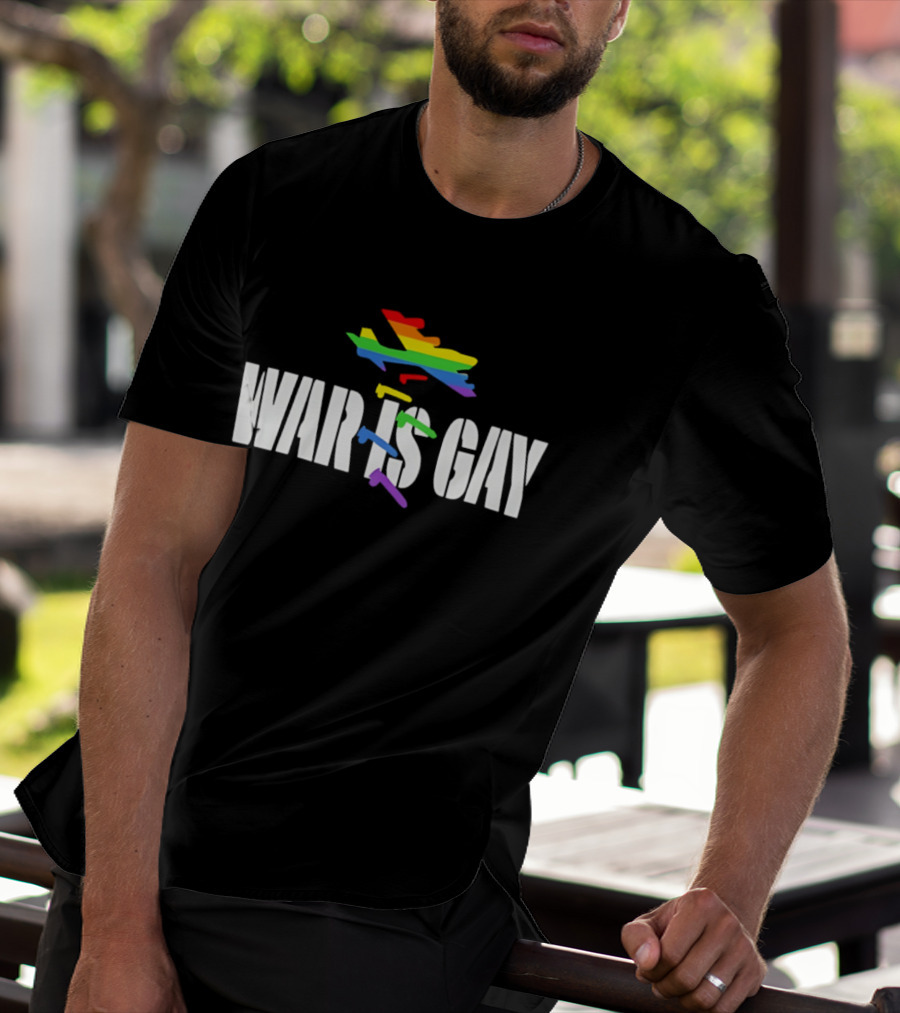 Rainbow Plane War Is Gay T-Shirt