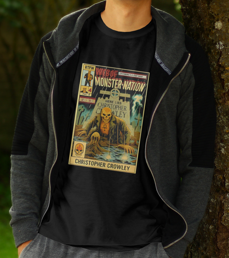 Resurrection Web Of Monster Nation Christopher Crowley Comic Part 4 Skeleton Tombstone T-Shirt