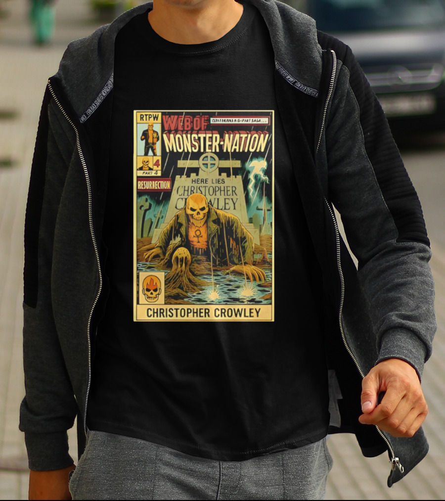 Resurrection Web Of Monster Nation Christopher Crowley Comic Part 4 Skeleton Tombstone T-Shirt