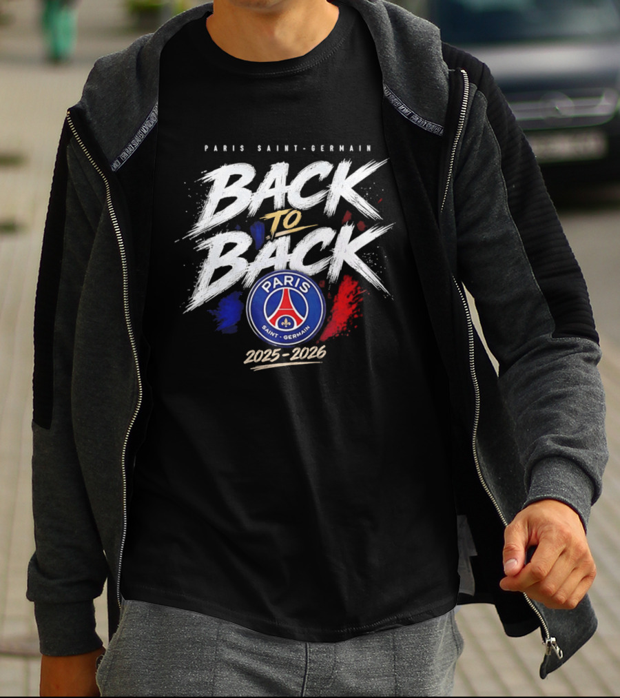 Paris Saint Germain Back To Back 2025 2026 Logo Champion Celebration T-Shirt