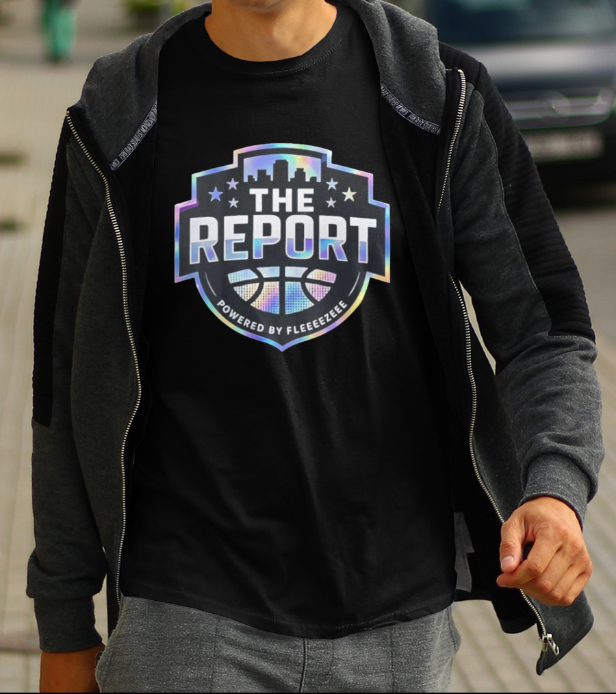 THE REPORT Powered By Fleeeeezeee Basketball Urban Stars Holographic Cityscape T-Shirt