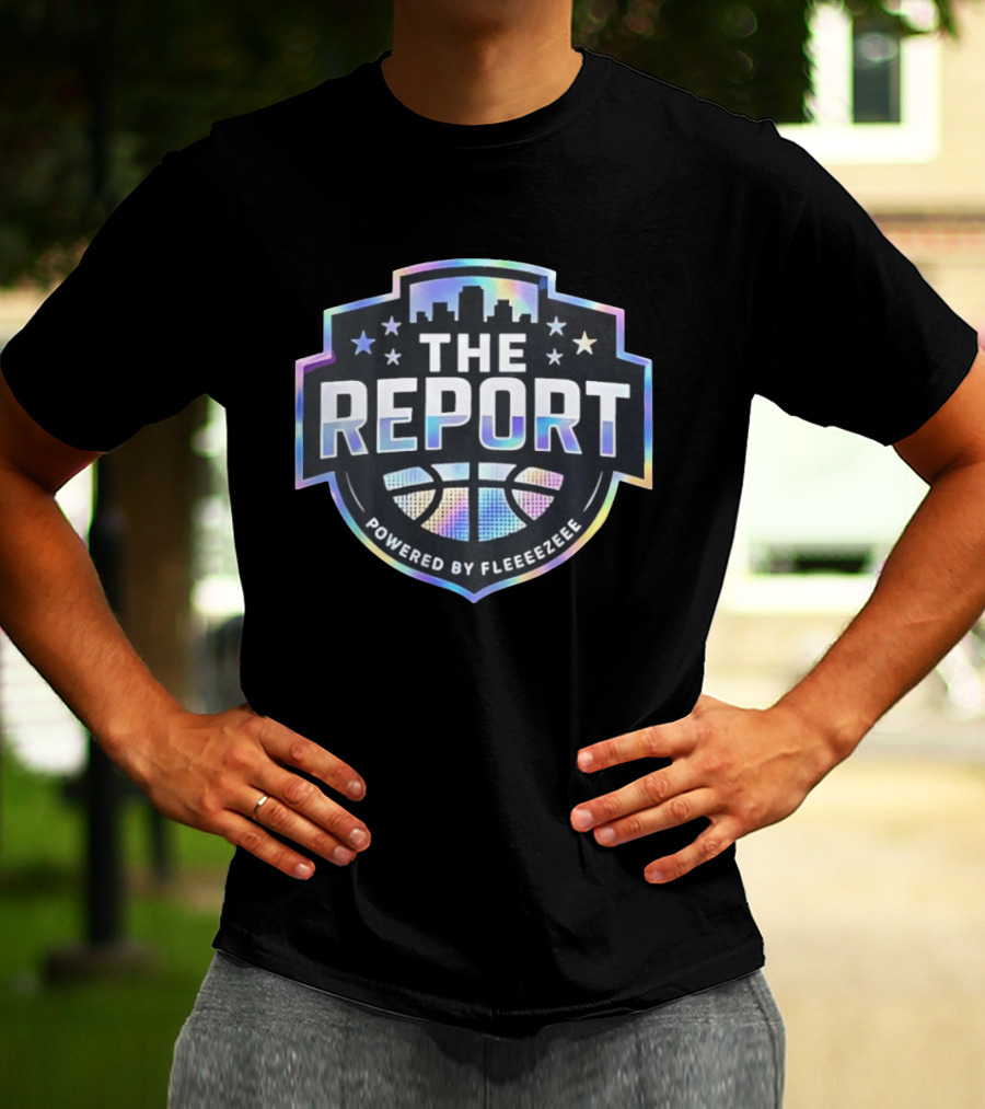 THE REPORT Powered By Fleeeeezeee Basketball Urban Stars Holographic Cityscape T-Shirt