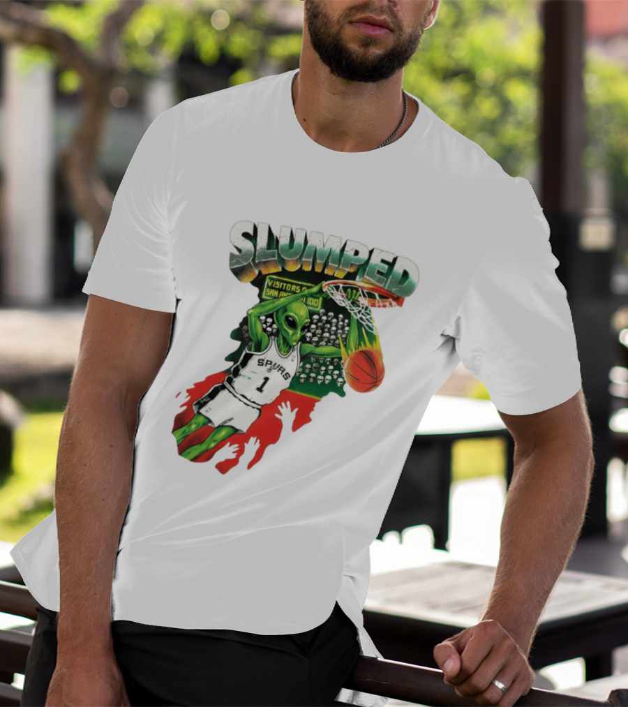 Slumped Alien Basketball Dunk Spurs Number 1 Visitors San Antonio 100 T-Shirt