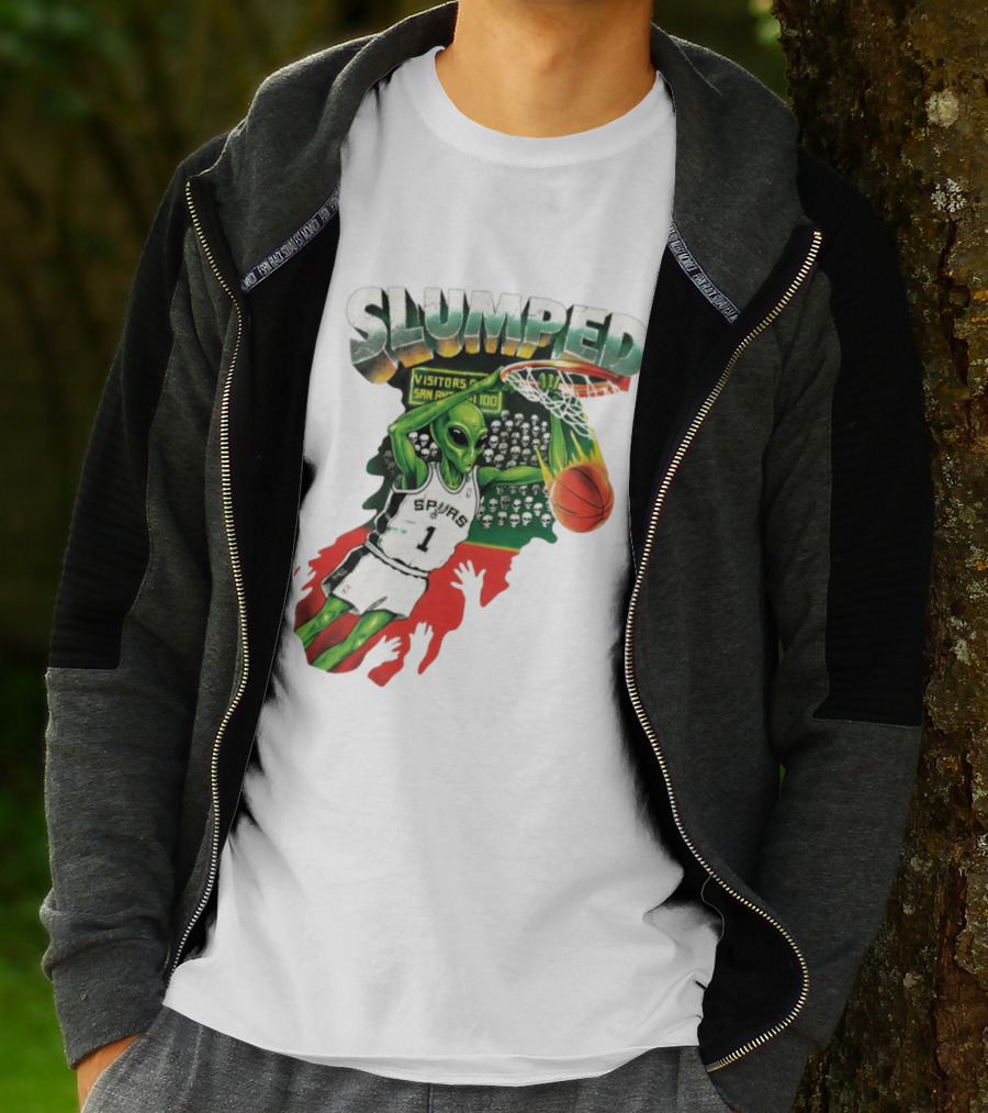Slumped Alien Basketball Dunk Spurs Number 1 Visitors San Antonio 100 T-Shirt