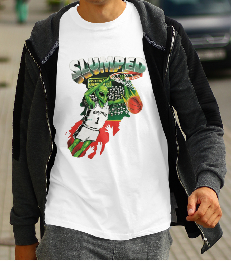 Slumped Alien Basketball Dunk Spurs Number 1 Visitors San Antonio 100 T-Shirt