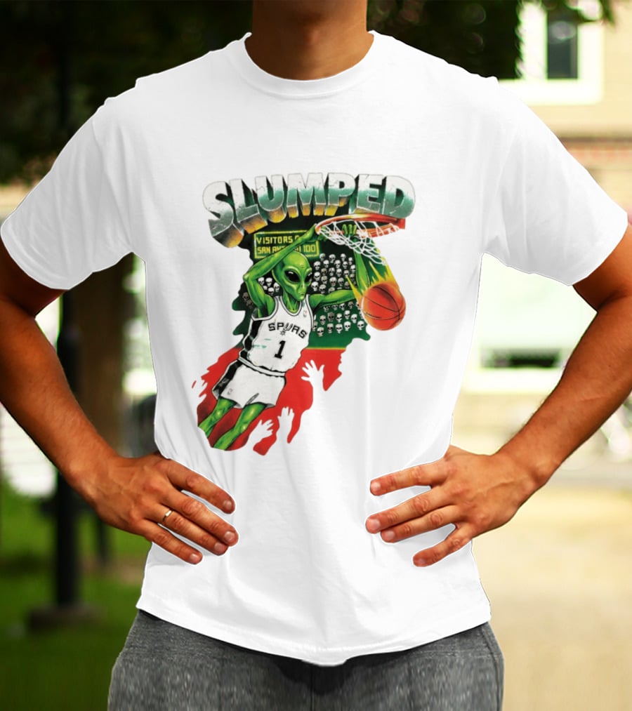 Slumped Alien Basketball Dunk Spurs Number 1 Visitors San Antonio 100 T-Shirt
