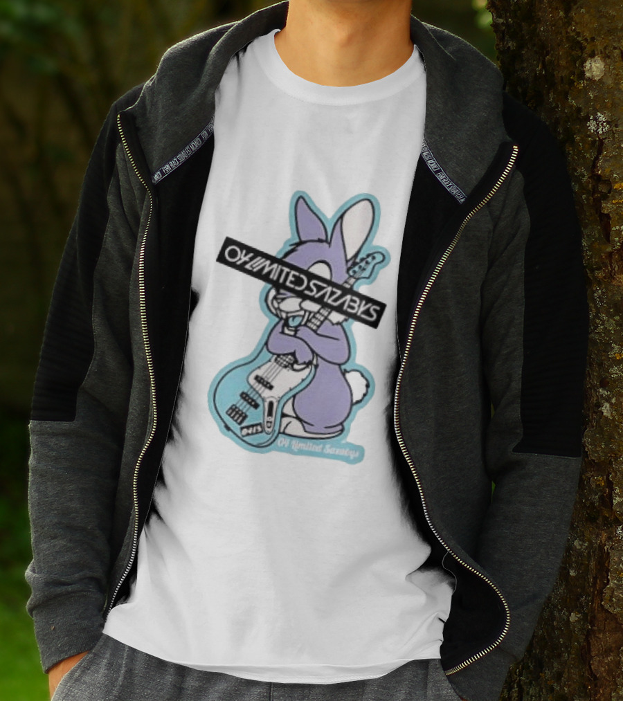 Bunny Playing Electric Bass Guitar Oy Limited Sazabys T-Shirt