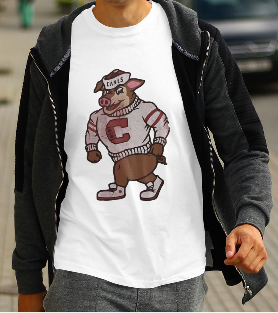 Carolina Hurricanes Canes Pig Hockey Cartoon Character Sweater T-Shirt