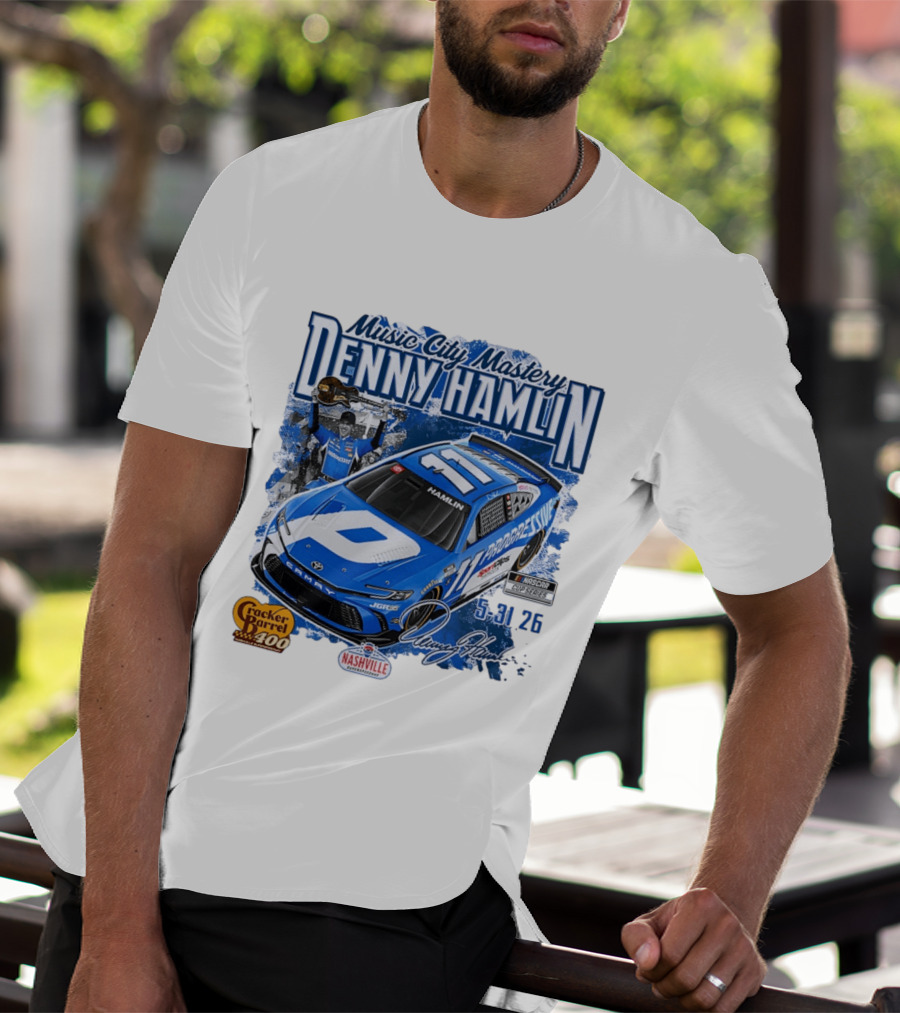 Music City Mastery Denny Hamlin Cracker Barrel 400 Nashville Superspeedway 2026 NASCAR Cup Series T-Shirt