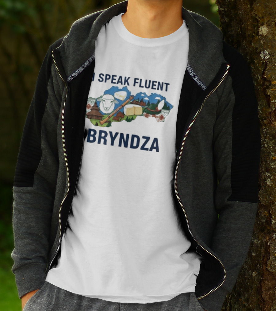 I Speak Fluent Bryndza Funny Slovak Cheese Lovers Map And Traditions T-Shirt