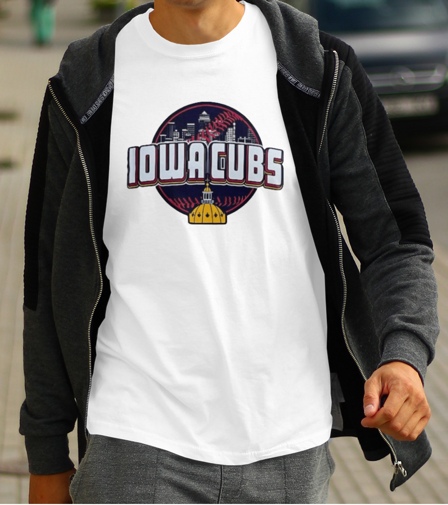 Iowa Cubs Des Moines Skyline Baseball Iowa State Capitol T-Shirt