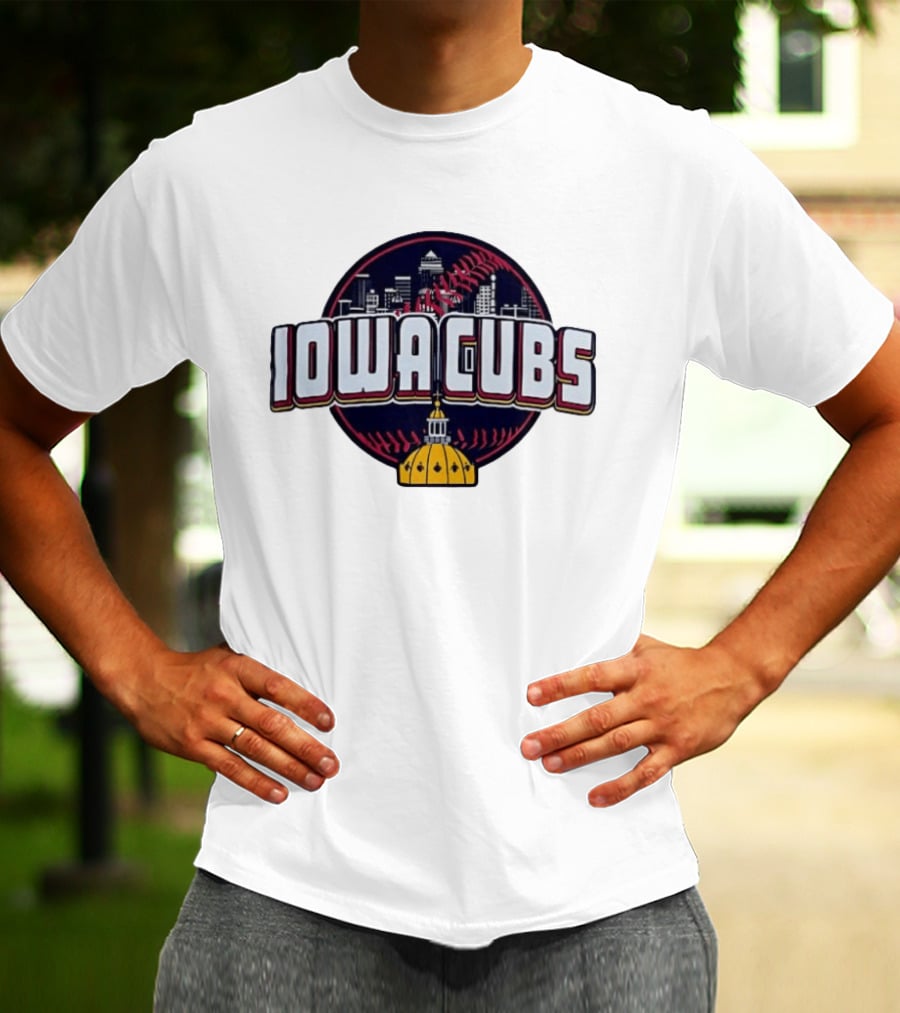 Iowa Cubs Des Moines Skyline Baseball Iowa State Capitol T-Shirt