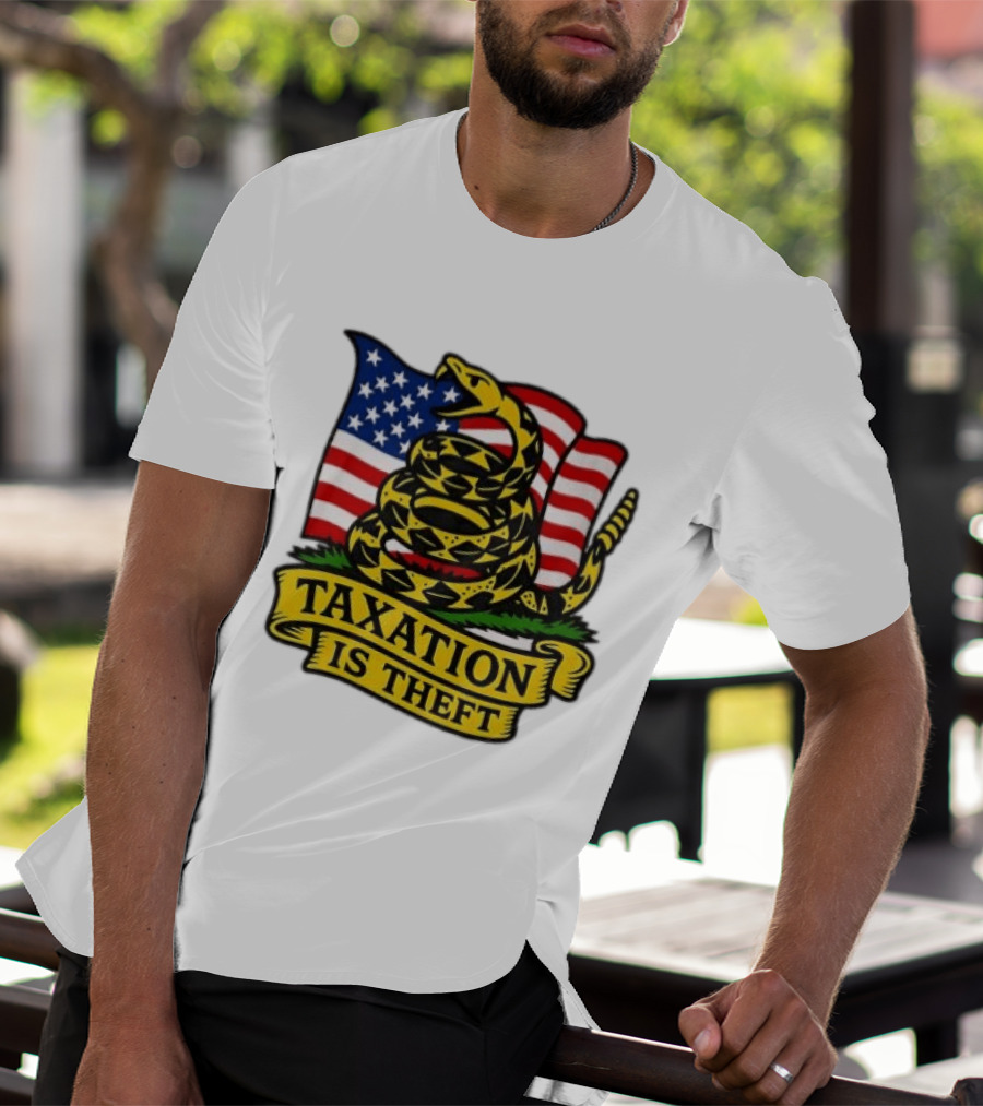 Taxation Is Theft Gadsden Flag American Flag Snake T-Shirt