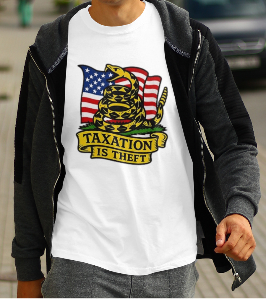 Taxation Is Theft Gadsden Flag American Flag Snake T-Shirt