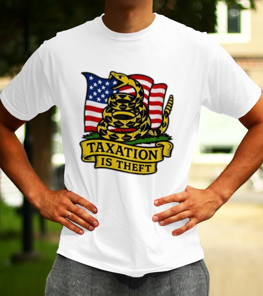 Taxation Is Theft Gadsden Flag American Flag Snake T-Shirt