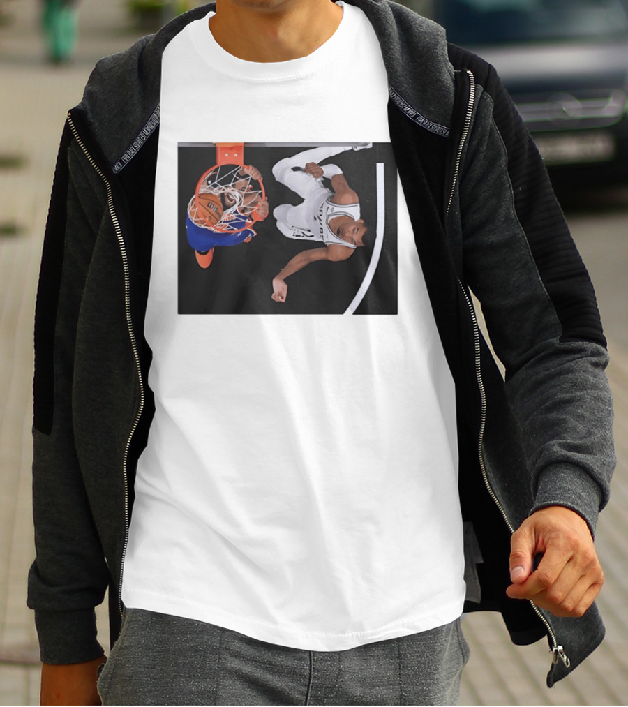 Jalen Brunson New York Knicks Victor Wembanyama San Antonio Spurs NBA Basketball Action T-Shirt