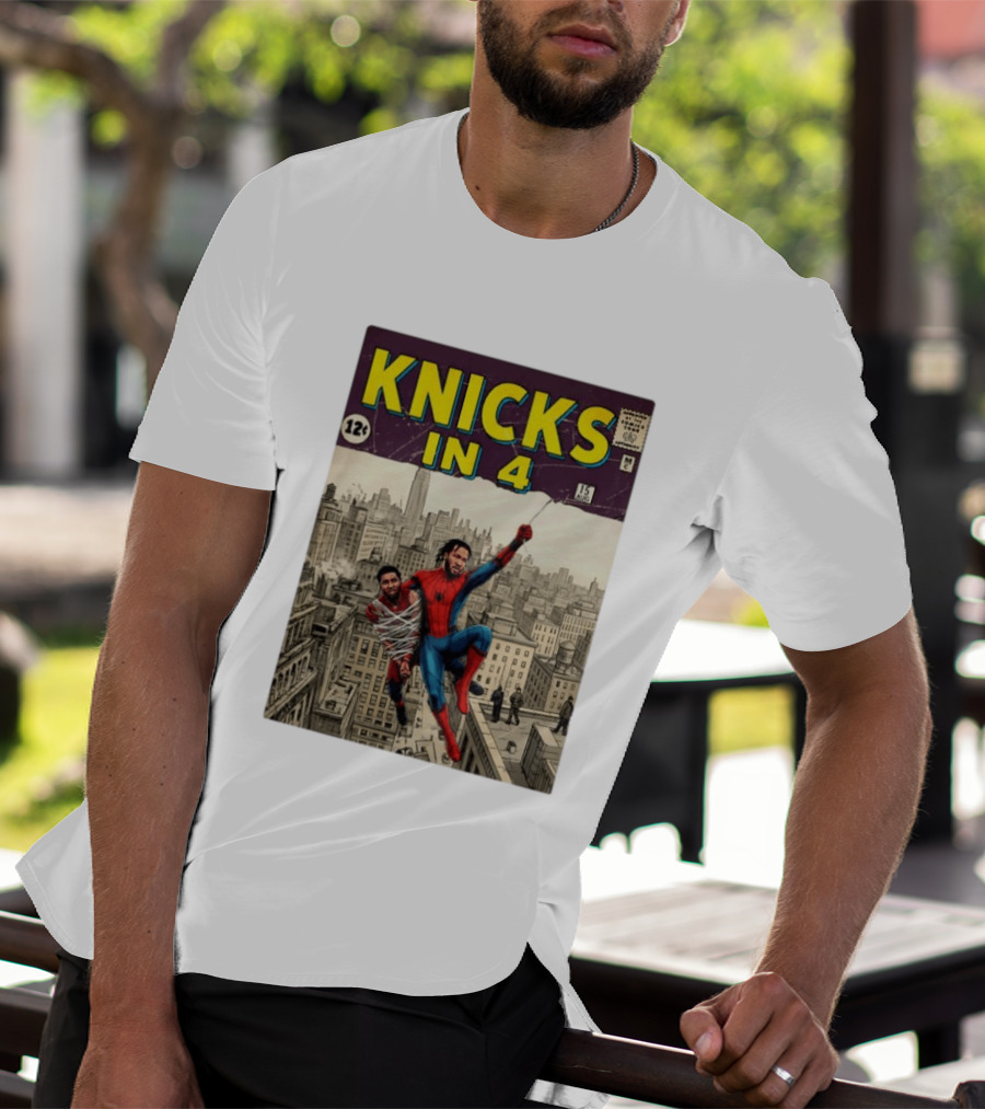 Knicks In 4 Jalen Brunson Vs Donovan Mitchell Comic Crossover New York Cleveland Showdown T-Shirt