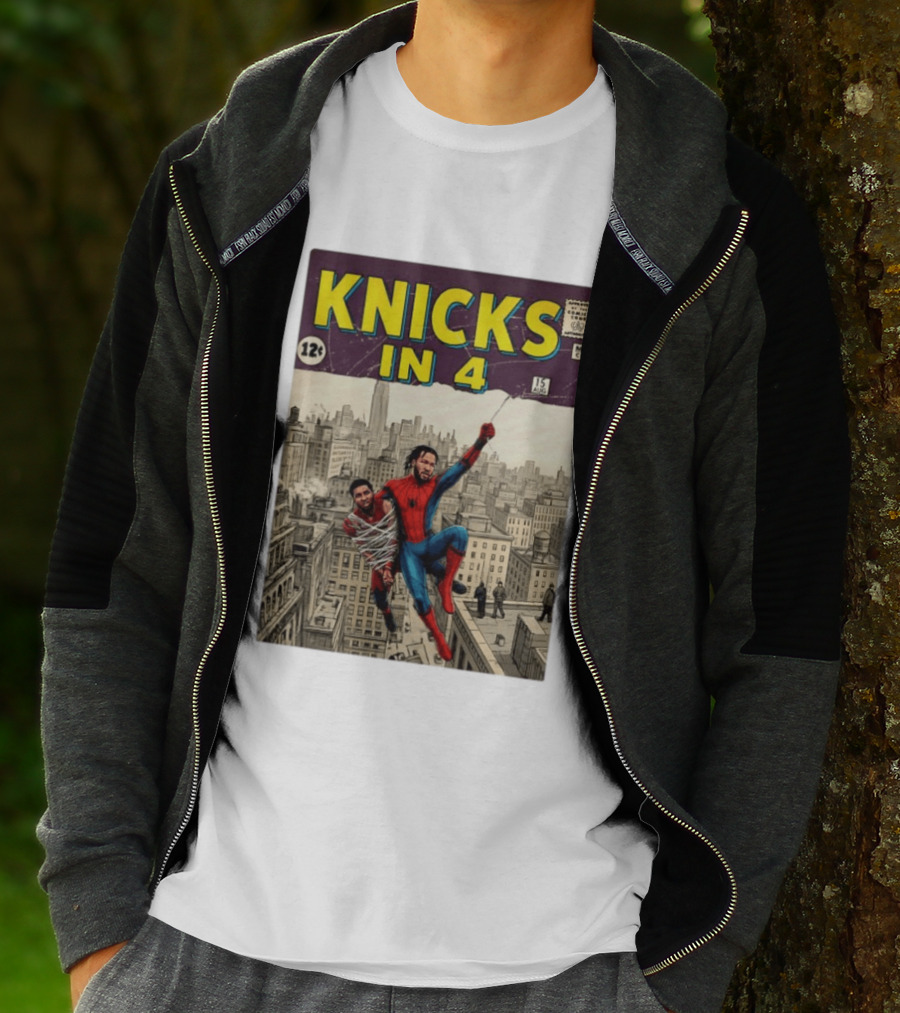 Knicks In 4 Jalen Brunson Vs Donovan Mitchell Comic Crossover New York Cleveland Showdown T-Shirt