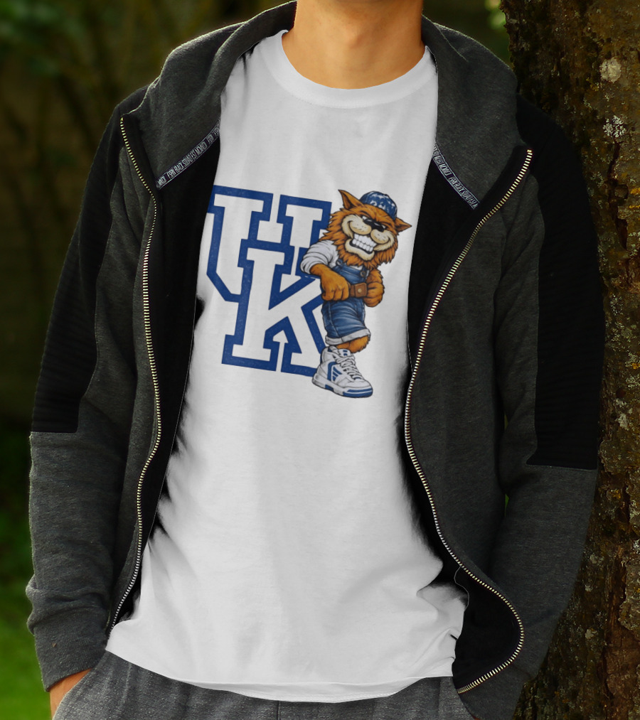 Kentucky Wildcats UK Mascot In Overalls Sneakers Athletics Basketball T-Shirt