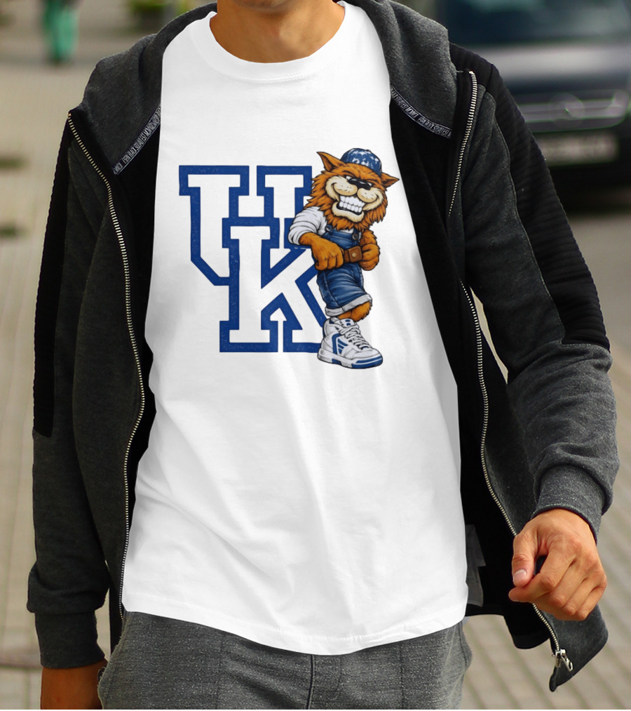 Kentucky Wildcats UK Mascot In Overalls Sneakers Athletics Basketball T-Shirt