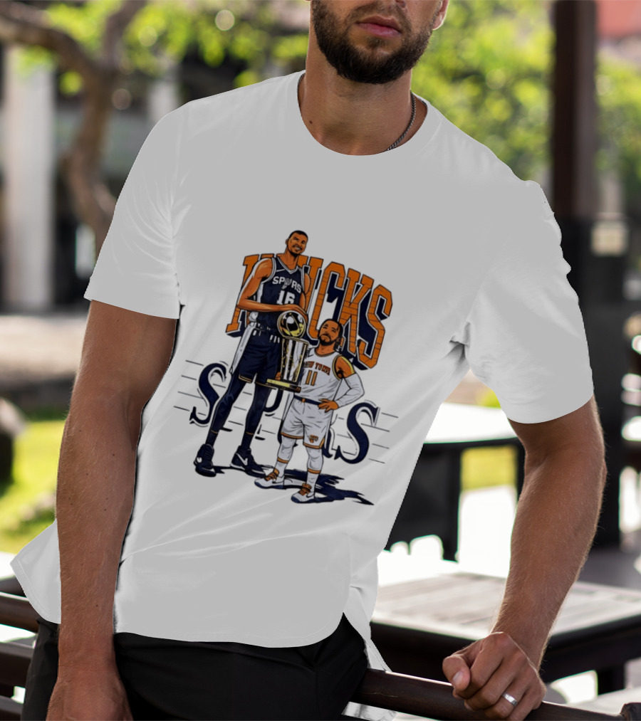 Victor Wembanyama Spurs Versus Jalen Brunson Knicks Trophy Size Gap T-Shirt