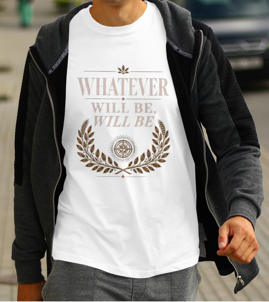 Whatever Will Be Will Be Compass Wheat Laurel Wreath T-Shirt