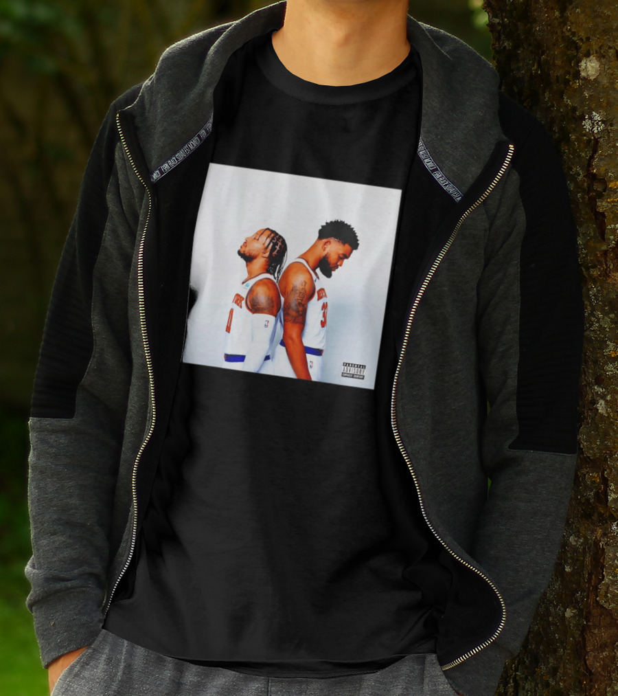 Knicks Basketball Players Brunson Towns Parental Advisory Album Cover T-Shirt