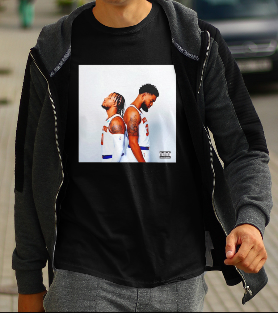 Knicks Basketball Players Brunson Towns Parental Advisory Album Cover T-Shirt