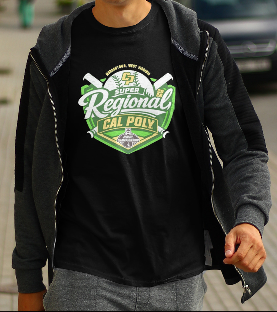 Cal Poly Baseball 2026 Morgantown West Virginia Super Regional NCAA Championship Bound T-Shirt